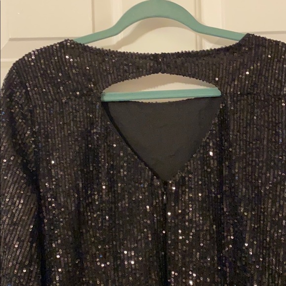 Loft Sequin Black Sleeved Cocktail Dress Sz4 NWT - Picture 4 of 13